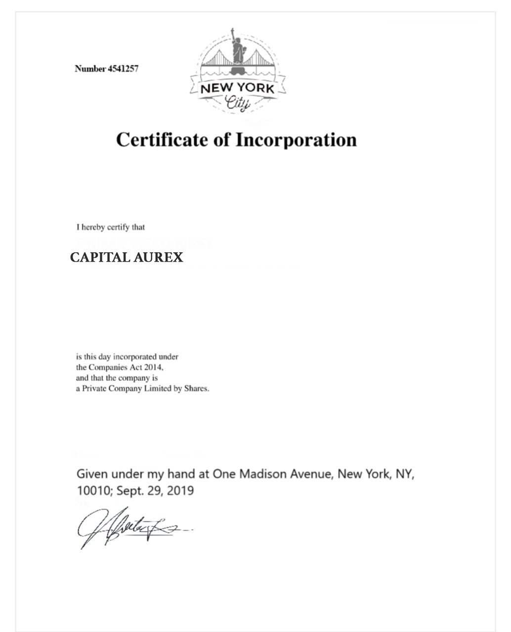 Certificate of Incorporation